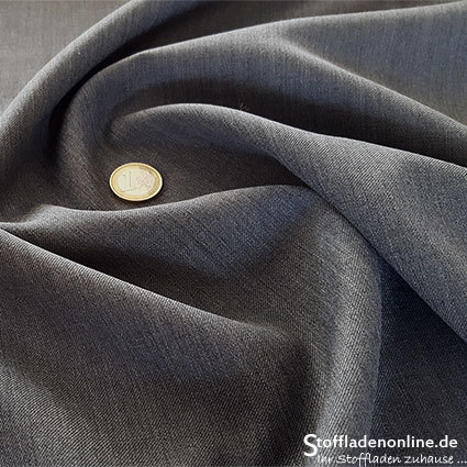 Wool blend gabardine fabric dark grey melange