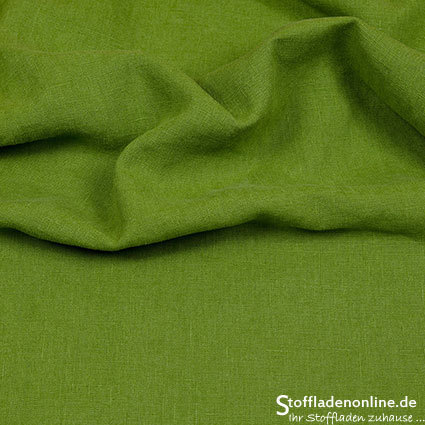 Bio enzyme washed linen fabric middle green - Hilco