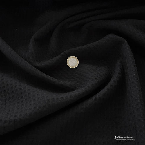 Remnant piece 80cm | Waffle fabric black