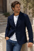 Stretch linen fabric dark blue
