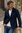 Stretch linen fabric dark blue
