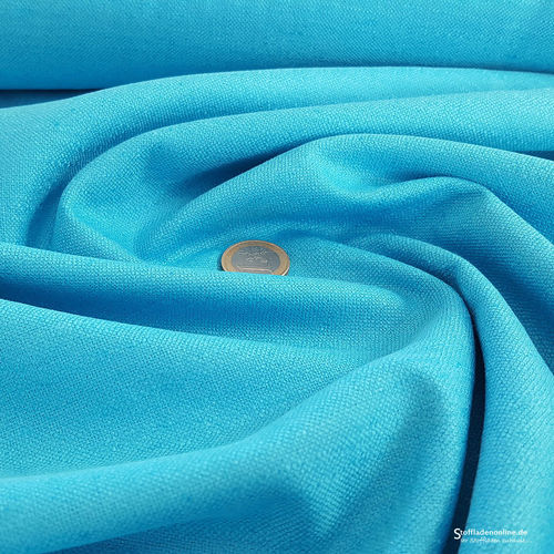 Stretch linen fabric aqua blue