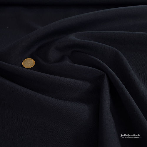 Wool blend gabardine fabric dark blue