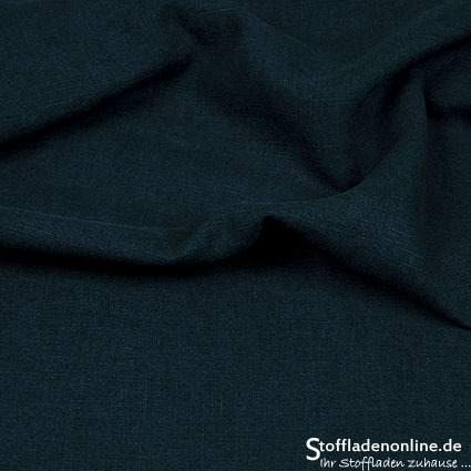 Bio enzyme washed linen fabric dark blue - Hilco