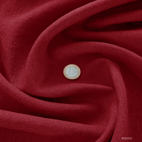 Bio enzyme washed linen fabric cherry red - Hilco
