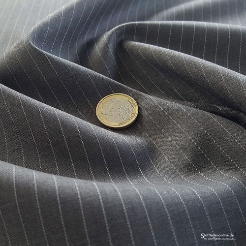 Wool fabric - Merino wool S120 - pinstripe middle grey