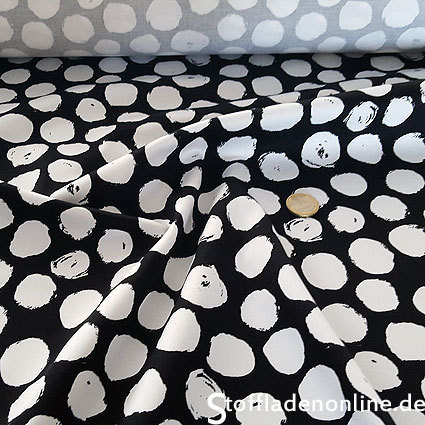 Toptex Stretch Baumwollstoff "Fancy Dots" schwarz