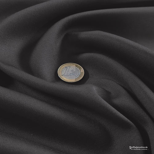 Fine woven stretch cotton twill dark grey