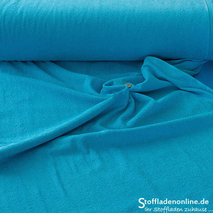 Baumwoll Frottier Stoff cyan blau