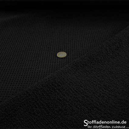 Remnant piece 100cm | Waffle terry cloth fabric black