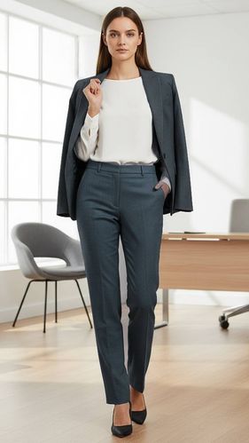 Woll Gabardine Graublau