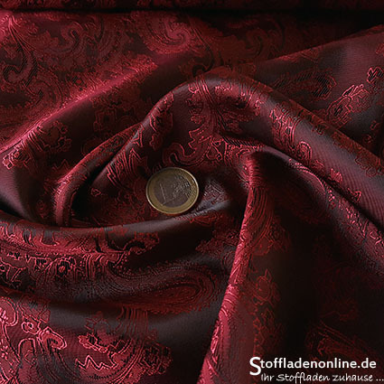 Taffeta jacquard lining | paisley burgundy red - warm red