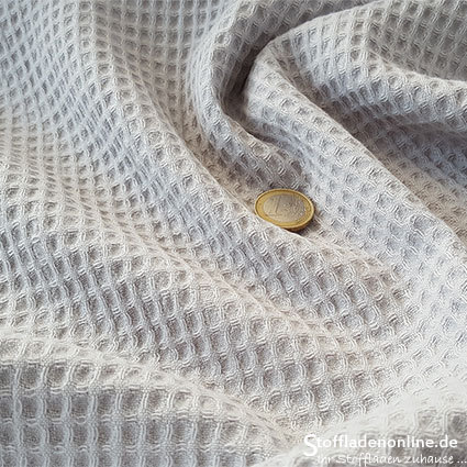 Remnant piece 200cm | Waffle cotton fabric light grey