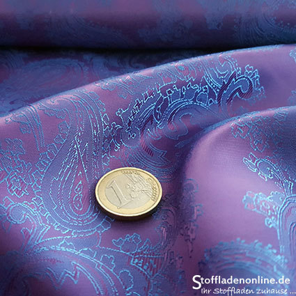 Remnant piece 155cm | Taffeta jacquard lining | paisley violet - blue