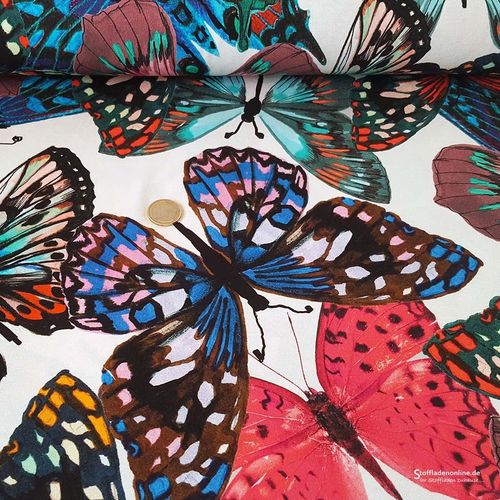 Reststück 103cm | Inkjet Viskosejersey "Butterfly" - Hilco