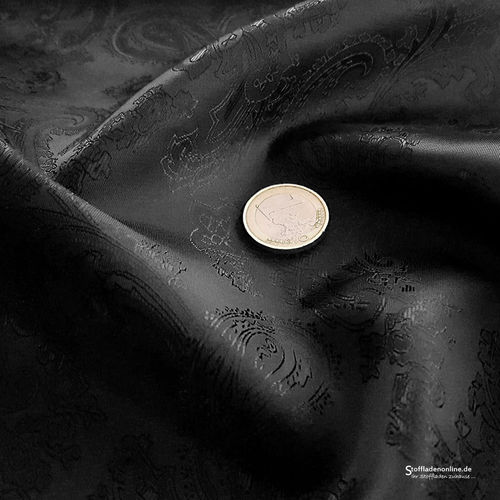 Remnant piece 176cm | Taffeta jacquard lining | paisley black