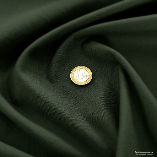 Remnant piece 79cm | Fine woven stretch cotton twill army green