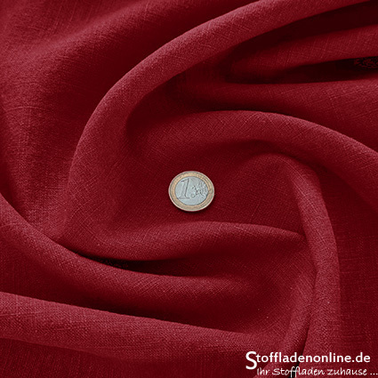 Remnant piece 56cm | Bio enzyme washed linen fabric cherry red - Hilco
