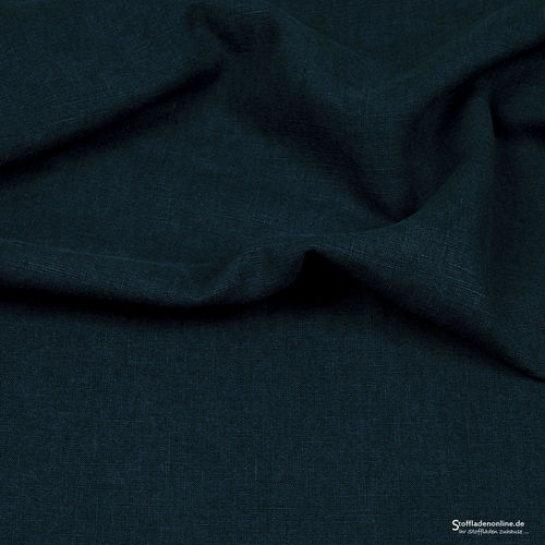 Remnant piece 162cm | Bio enzyme washed linen fabric dark blue - Hilco