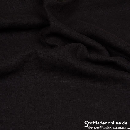 Reststück 133cm | Bio Leinen (Enzym gewaschen) Hilco - Schwarz