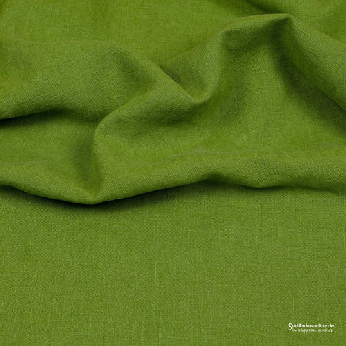 Remnant piece 140cm | Bio enzyme washed linen fabric middle green - Hilco