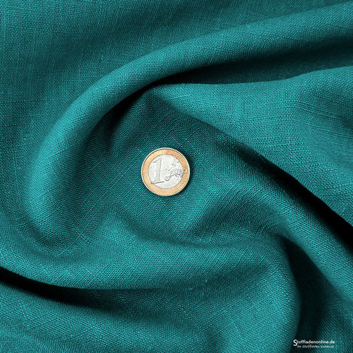 Bio Leinenstoff (Enzym gewaschen) Hilco - Türkisgrün
