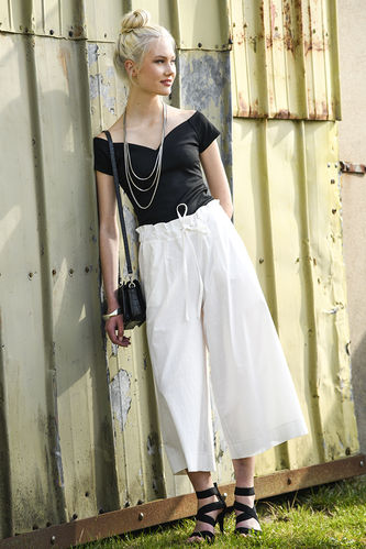 Struktur-Baumwolle Gewebt Offweiß "Franky" Hilco