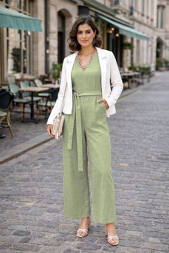 Struktur-Baumwolle Gewebt Blaßgrün "Franky" Hilco