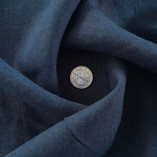 Bio Leinenstoff (Enzym gewaschen) Hilco - Jeansblau