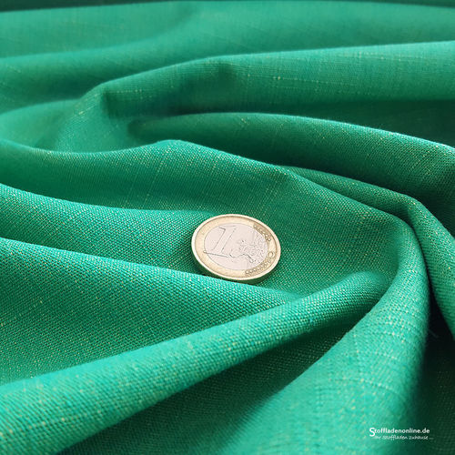 Remn. pc 150cm | Stretch jeans fabric "Gina Bicolor" emerald green - Hilco